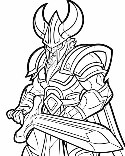coloring page of the Norse god Heimdall