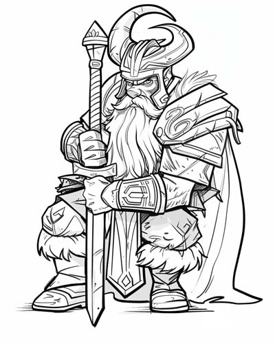 coloring page of the Norse god Heimdall