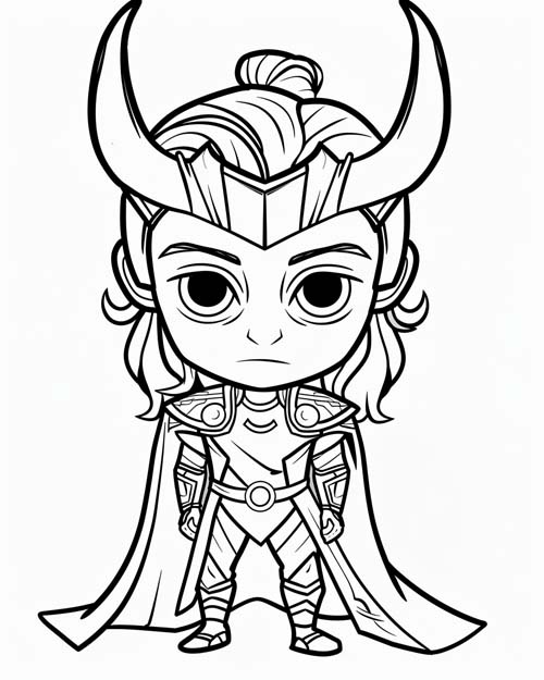 kawaii coloring page of Loki