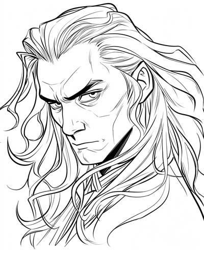 coloring page of Loki looking petulant