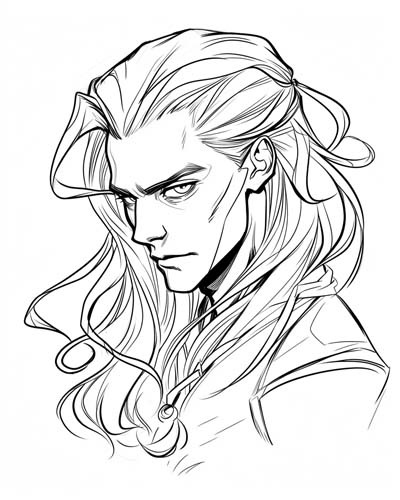 coloring page  of Loki looking angry
