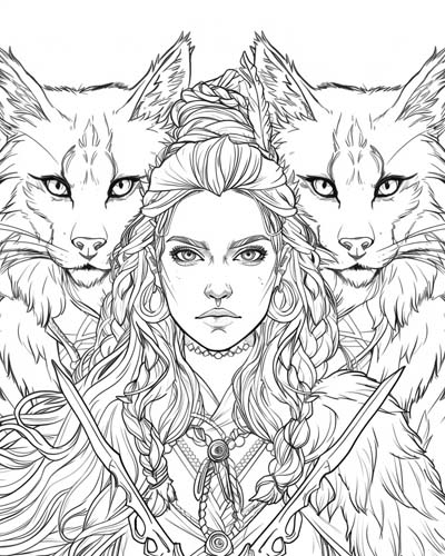 coloring page of Freya with Bygul and Trjegul