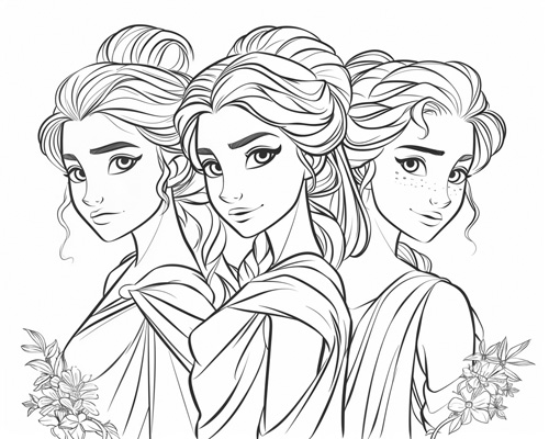 coloring page of The Three Norns
