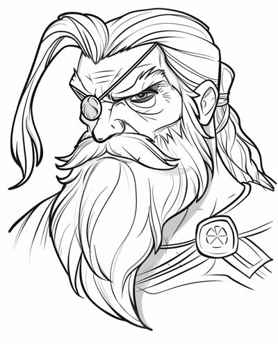 coloring page of Odin with his eye patch