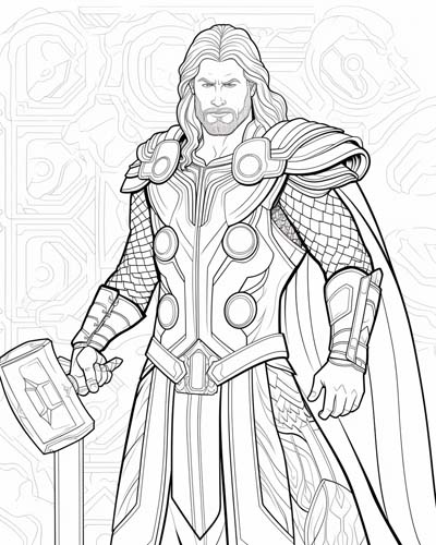 the Norse god Thor coloring page