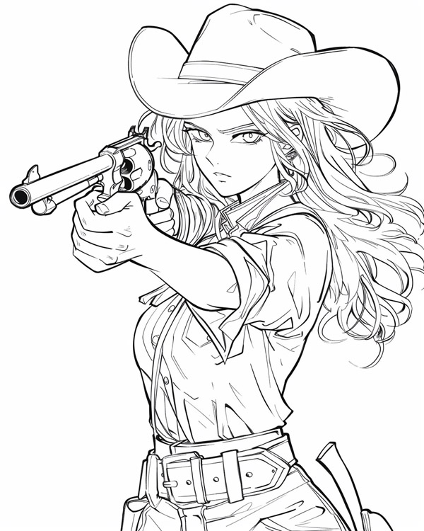 Legends of the West coloring page: Annie Oakley, sharpshooter