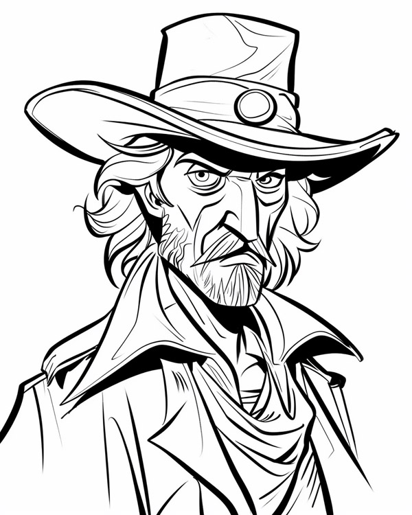 Legends of the West coloring page: cartoon Wild Bill Hickok