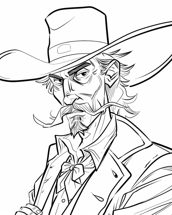 Legends of the West coloring page: cartoon Wild Bill Hickok