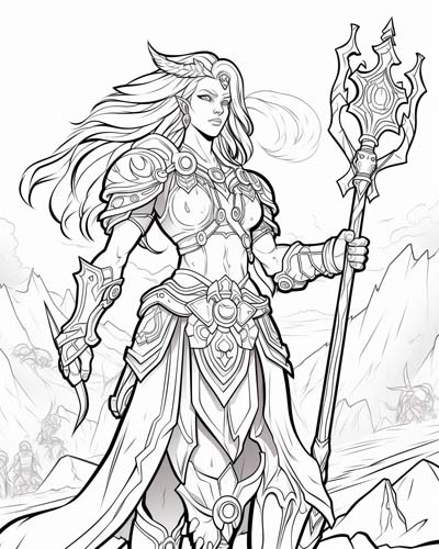 World of Warcraft druid coloring page