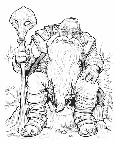 World of Warcraft dwarf coloring page