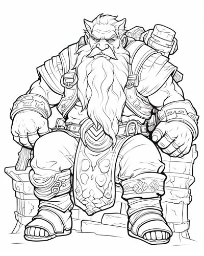 World of Warcraft dwarf coloring page