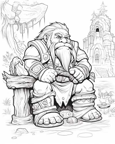 World of Warcraft dwarf coloring page