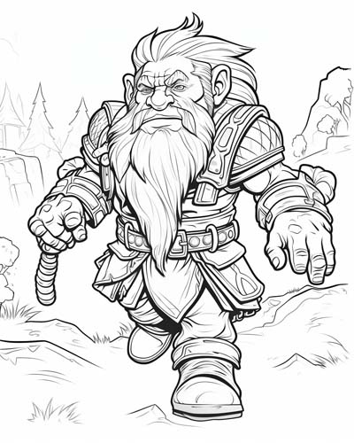 World of Warcraft dwarf coloring page
