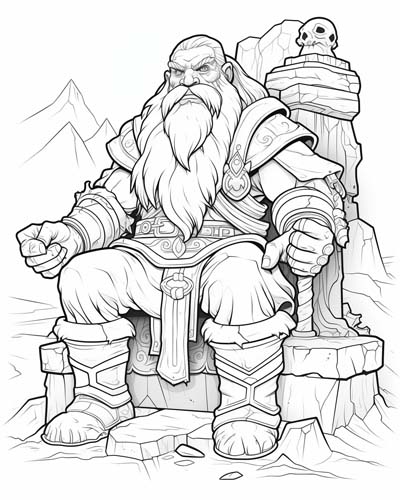 World of Warcraft dwarf coloring page