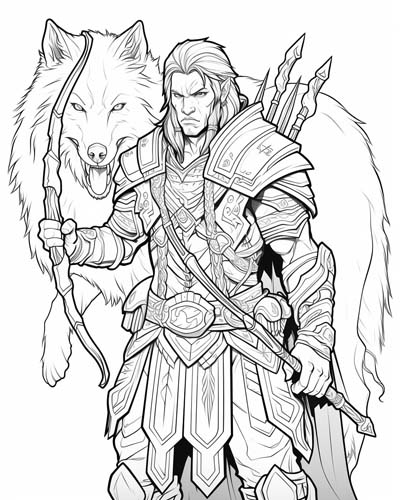 World of Warcraft hunter coloring page