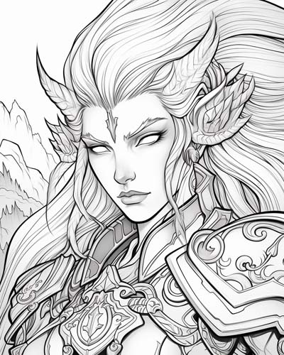 World of Warcraft night-elf coloring page