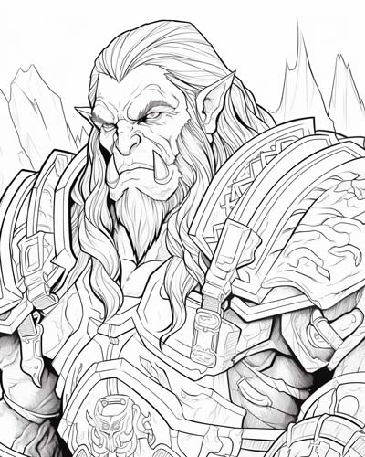 Orc hero from Azeroth coloring page 
