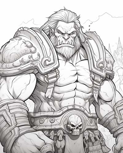 World of Warcraft orc coloring page