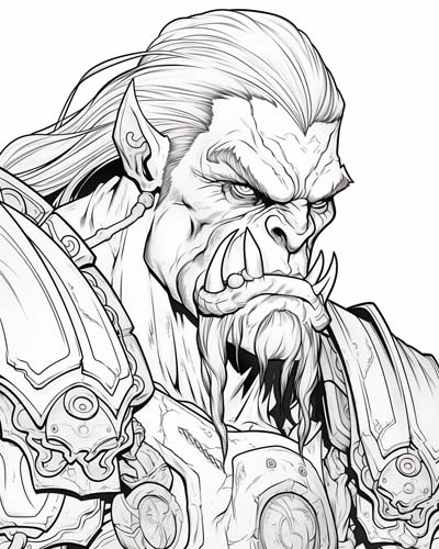 World of Warcraft orc coloring page