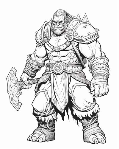 World of Warcraft orc warrior coloring page
