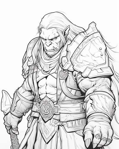 World of Warcraft orc coloring page