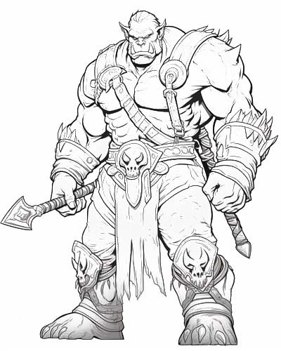 World of Warcraft orc coloring page