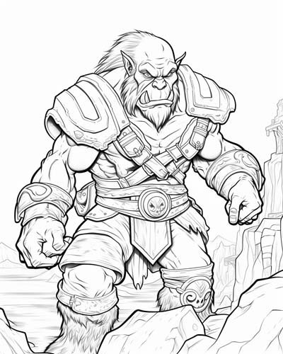 World of Warcraft orc coloring page