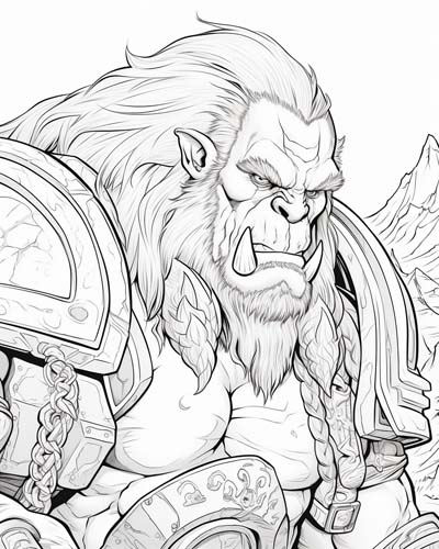 World of Warcraft orc coloring page