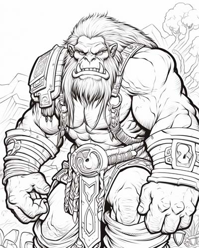 World of Warcraft orc coloring page