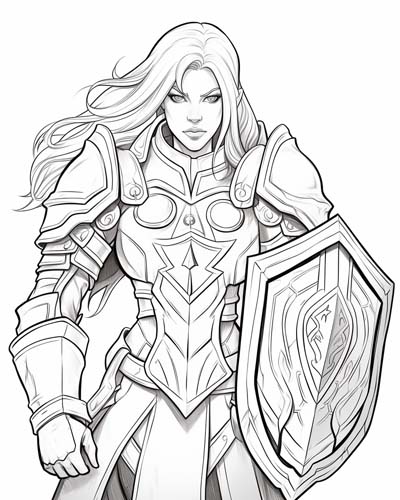 World of Warcraft paladin coloring page