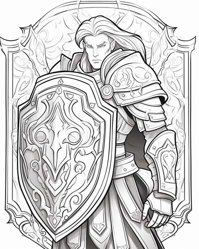 World of Warcraft paladin coloring page