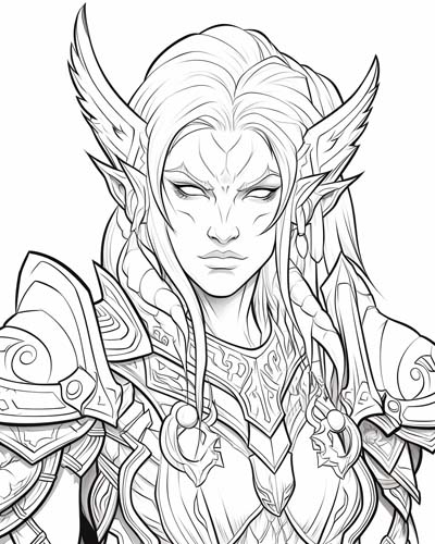 World of Warcraft paladin coloring page