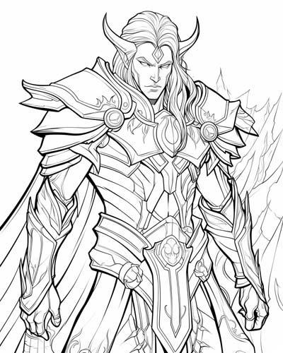 World of Warcraft paladin coloring page