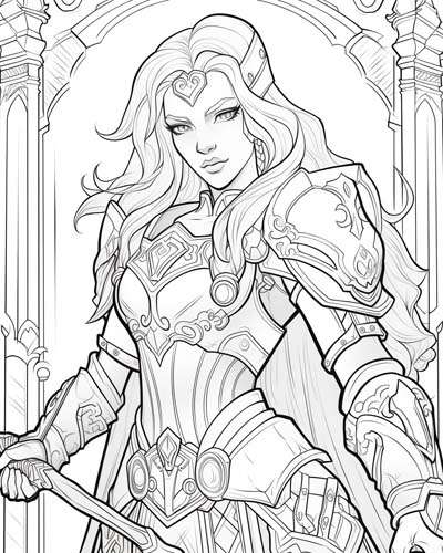 World of Warcraft paladin coloring page