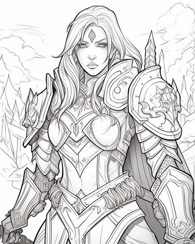 World of Warcraft paladin coloring page