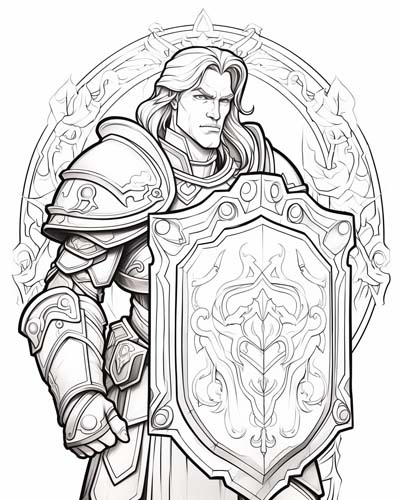 World of Warcraft paladin coloring page