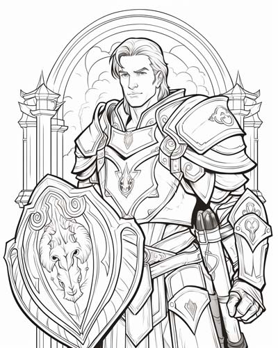 World of Warcraft paladin coloring page