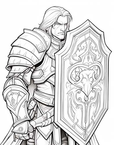 World of Warcraft paladin coloring page
