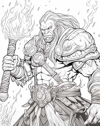 World of Warcraft shaman coloring page