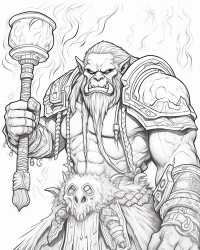 World of Warcraft shaman coloring page
