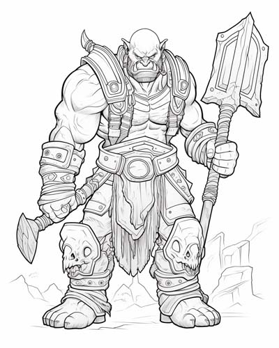 World of Warcraft shaman coloring page