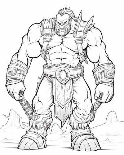World of Warcraft warrior coloring page