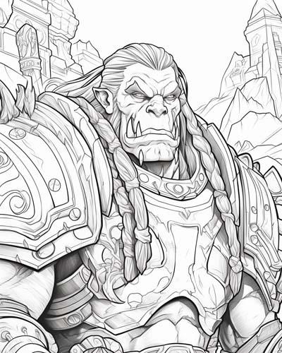 World of Warcraft warrior coloring page