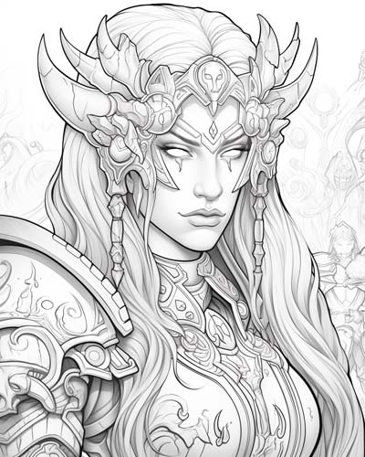 World of Warcraft warrior coloring page