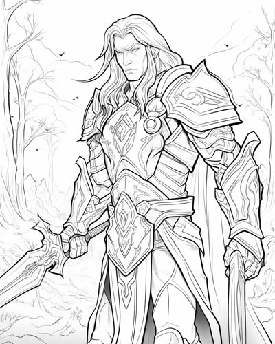 World of Warcraft warrior coloring page