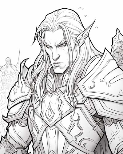 World of Warcraft warrior coloring page