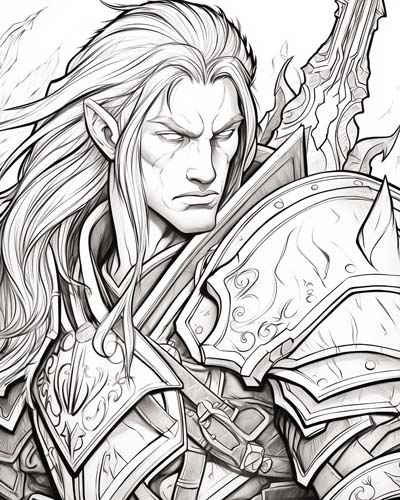 World of Warcraft warrior coloring page