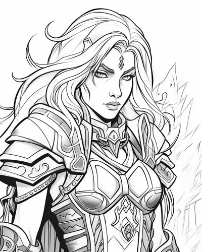 World of Warcraft warrior coloring page