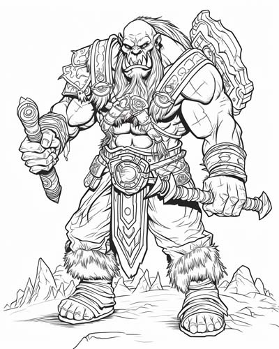 World of Warcraft warrior coloring page