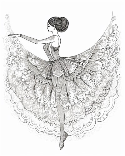 zentangle ballerina coloring page